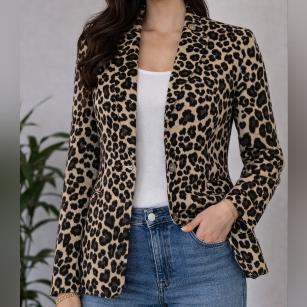 Quiet Luxury Leopard Blazer Mob Wife Old Money Y2K 90s Supermodel Jacket